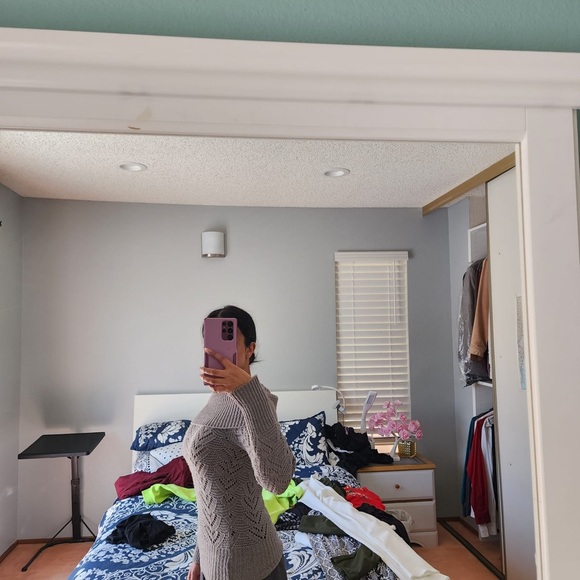 Gray knitted cowl neck sweater (XS/S) - Picture 3 of 3